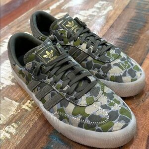 Adidas Women’s Green and Gray Camouflage Sneakers, 7